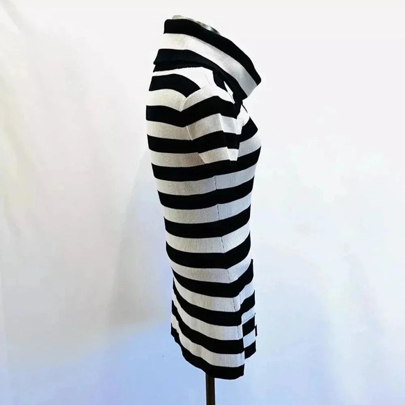 INC Women Short Sleeve Pullover Turtleneck Striped Black/White Sweater Size PM - Picture 6 of 13